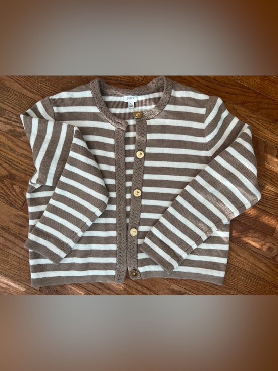 J. Crew Sweaters - J. Crew Brown and Cream Striped Knit Cardigan with Gold Buttons